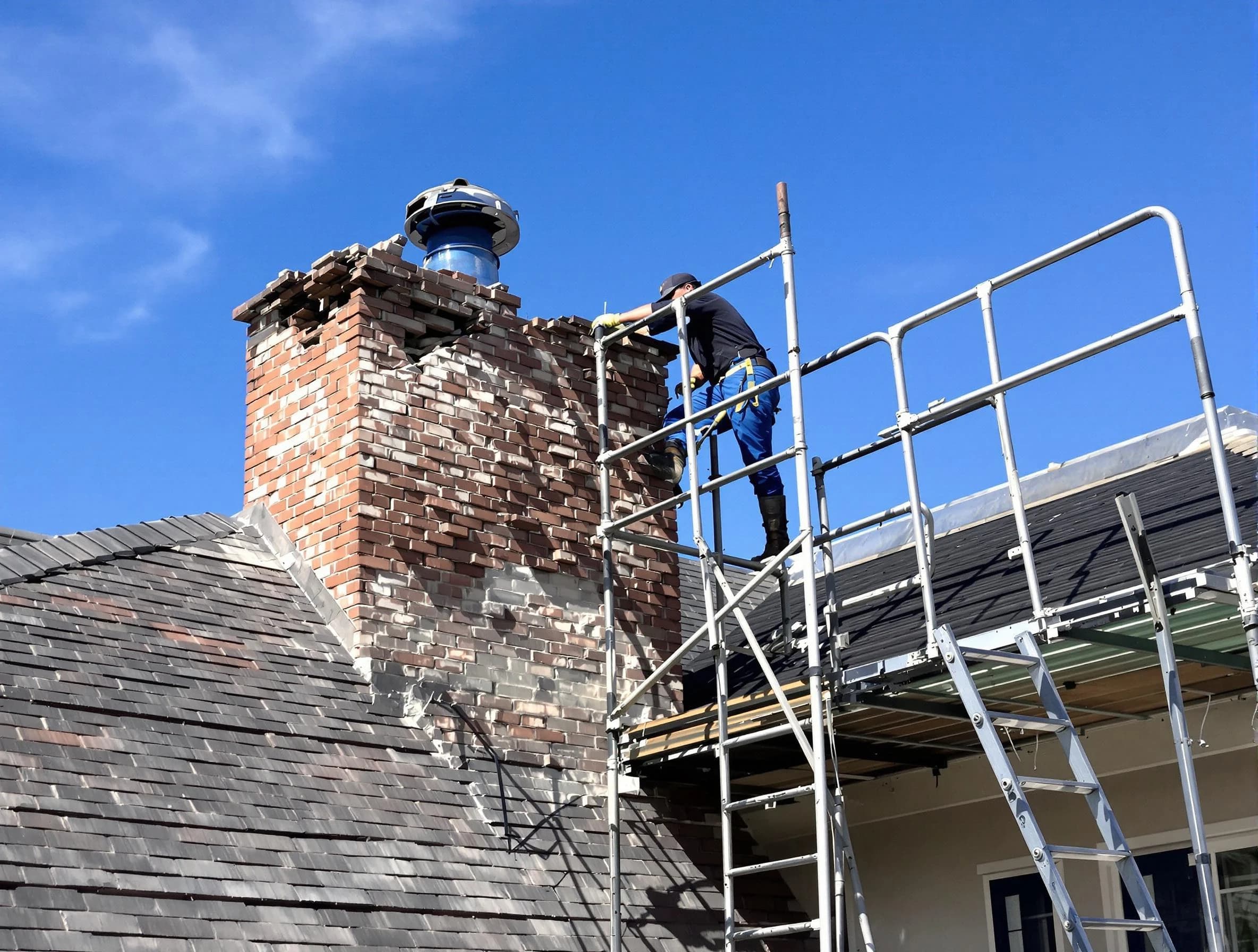 Rebuilding a chimney structure by Bloomfield Chimney Sweep in Bloomfield, NJ