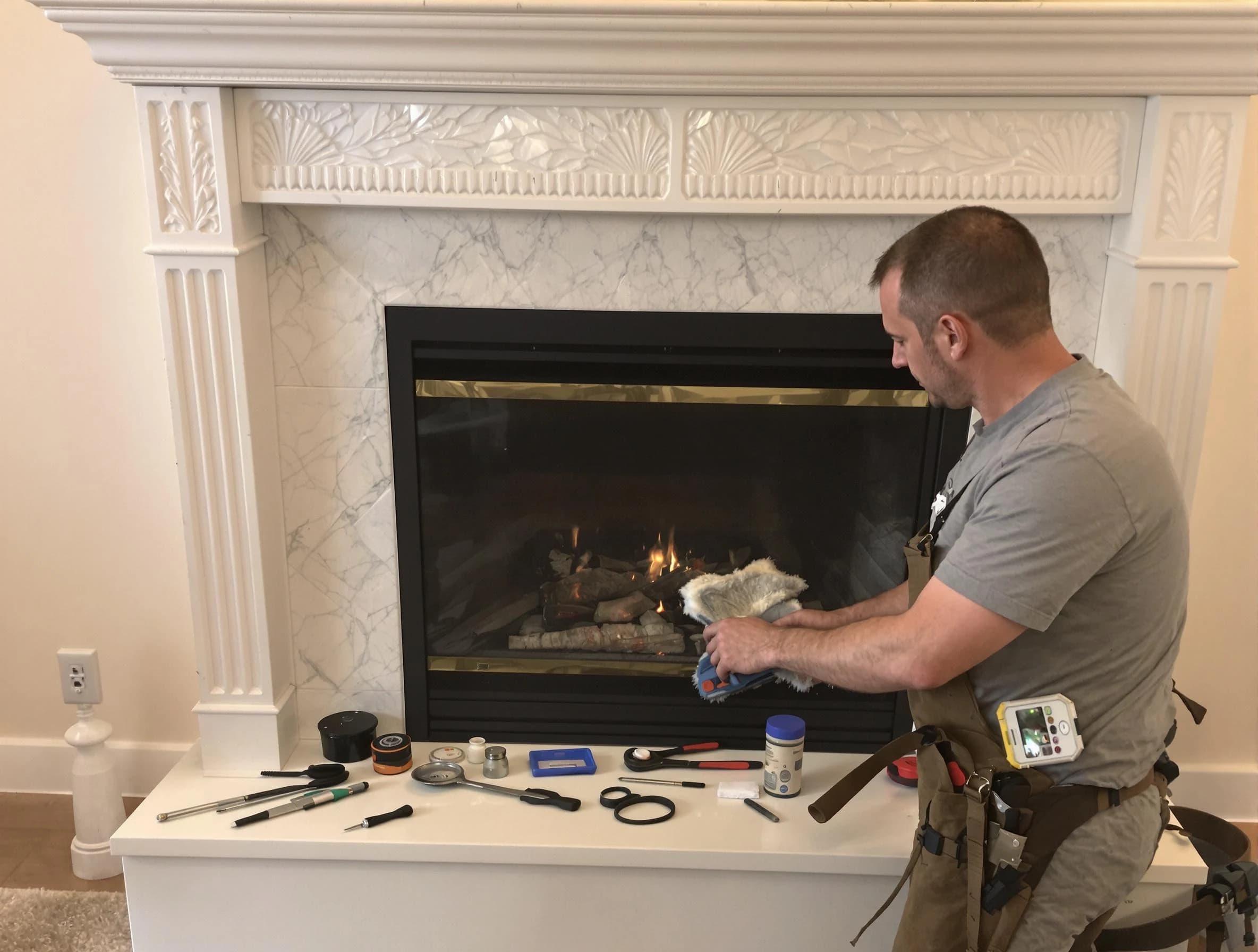 Bloomfield Chimney Sweep performing fireplace maintenance in Bloomfield, NJ