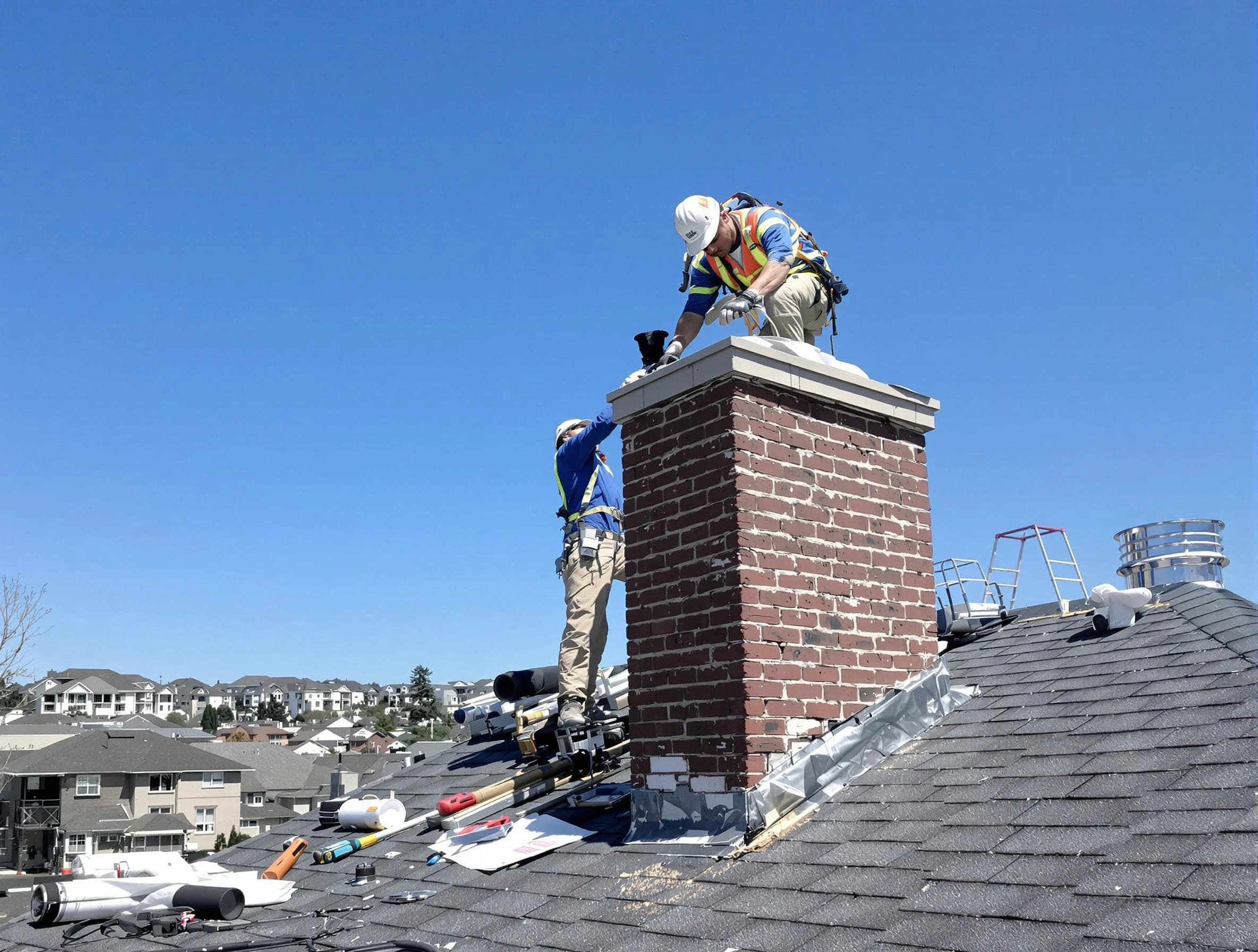 Bloomfield Chimney Sweep repairing a chimney crown in Bloomfield, NJ