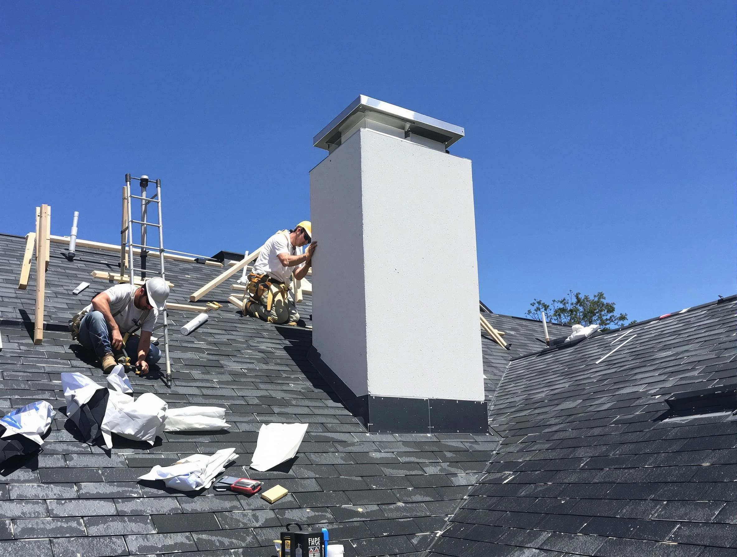 Bloomfield Chimney Sweep crew installing a new chimney in Bloomfield, NJ