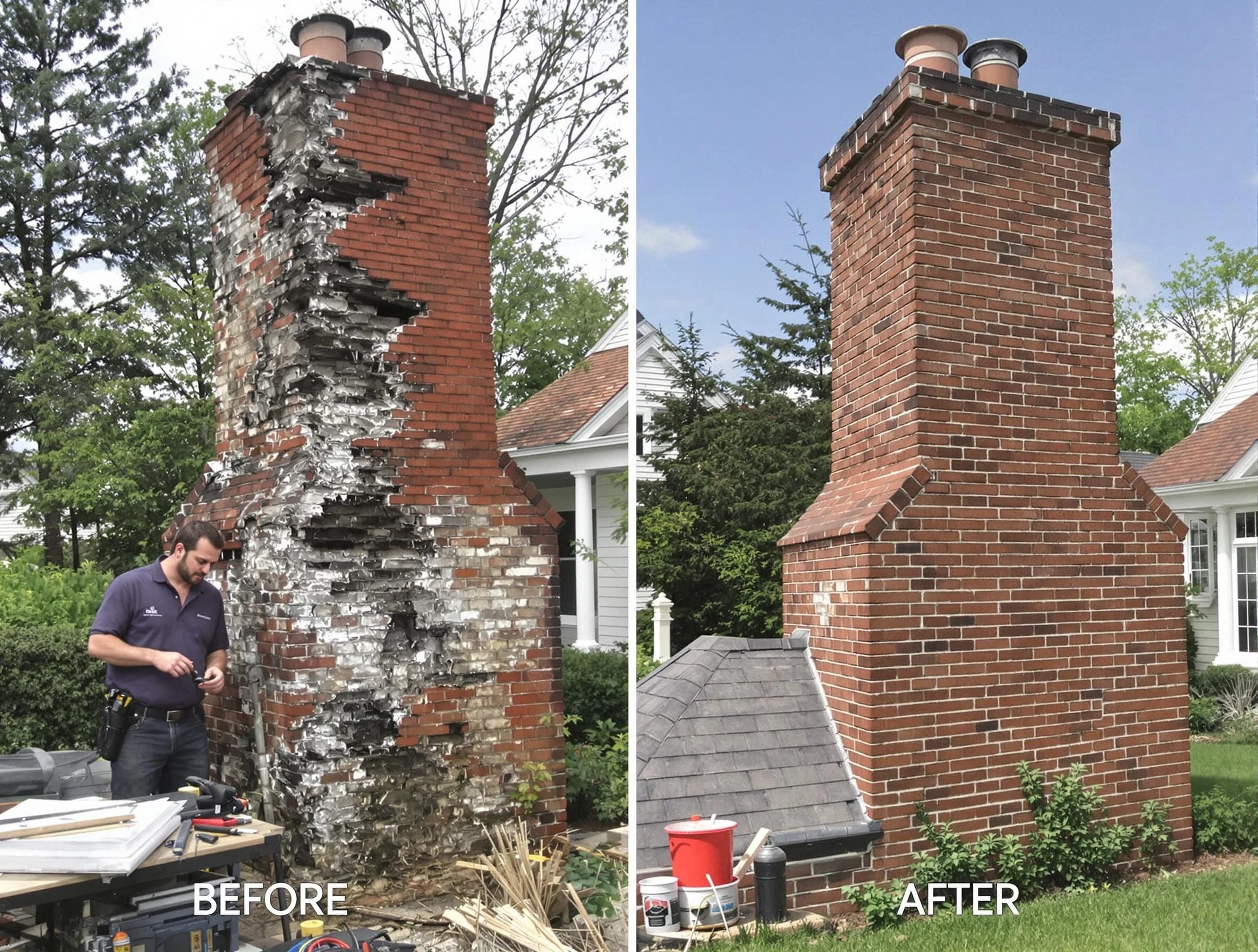 Bloomfield Chimney Sweep performing a full chimney restoration in Bloomfield, NJ