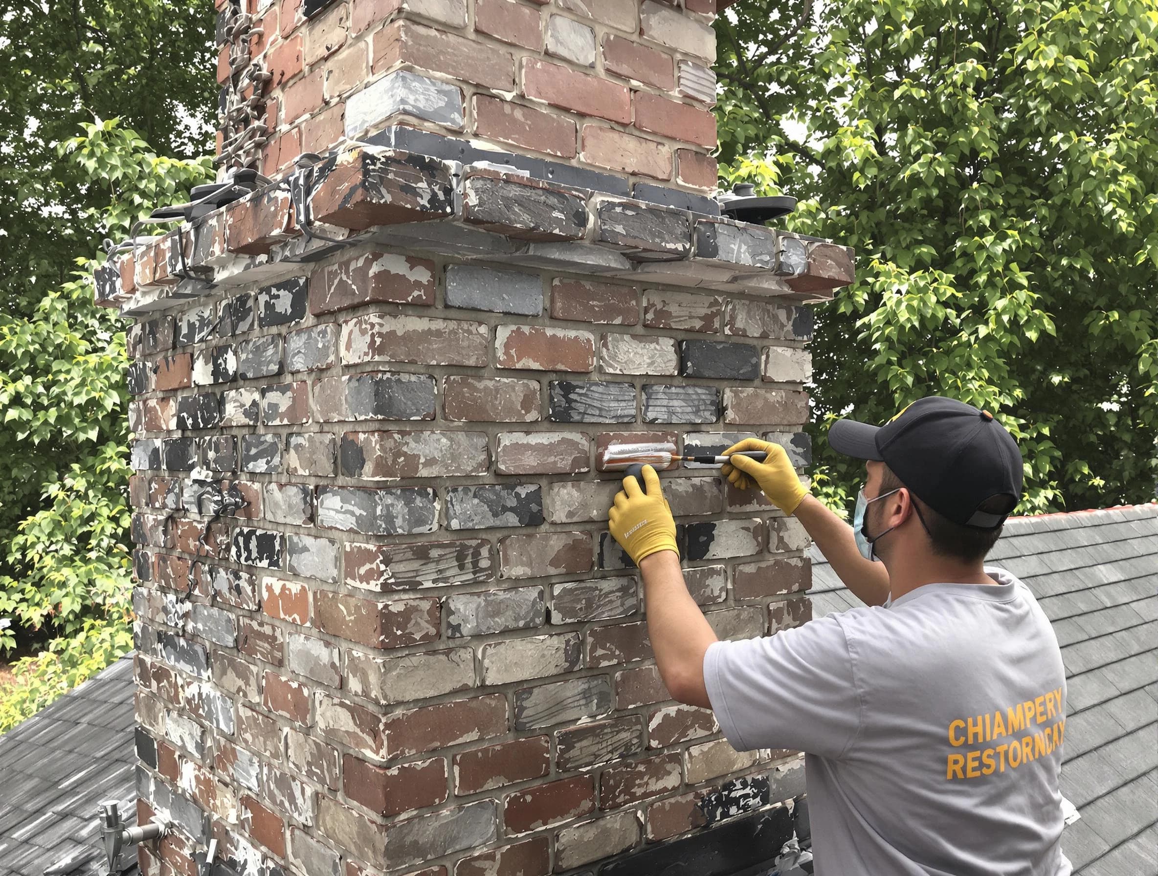 In-progress chimney restoration by Bloomfield Chimney Sweep in Bloomfield, NJ