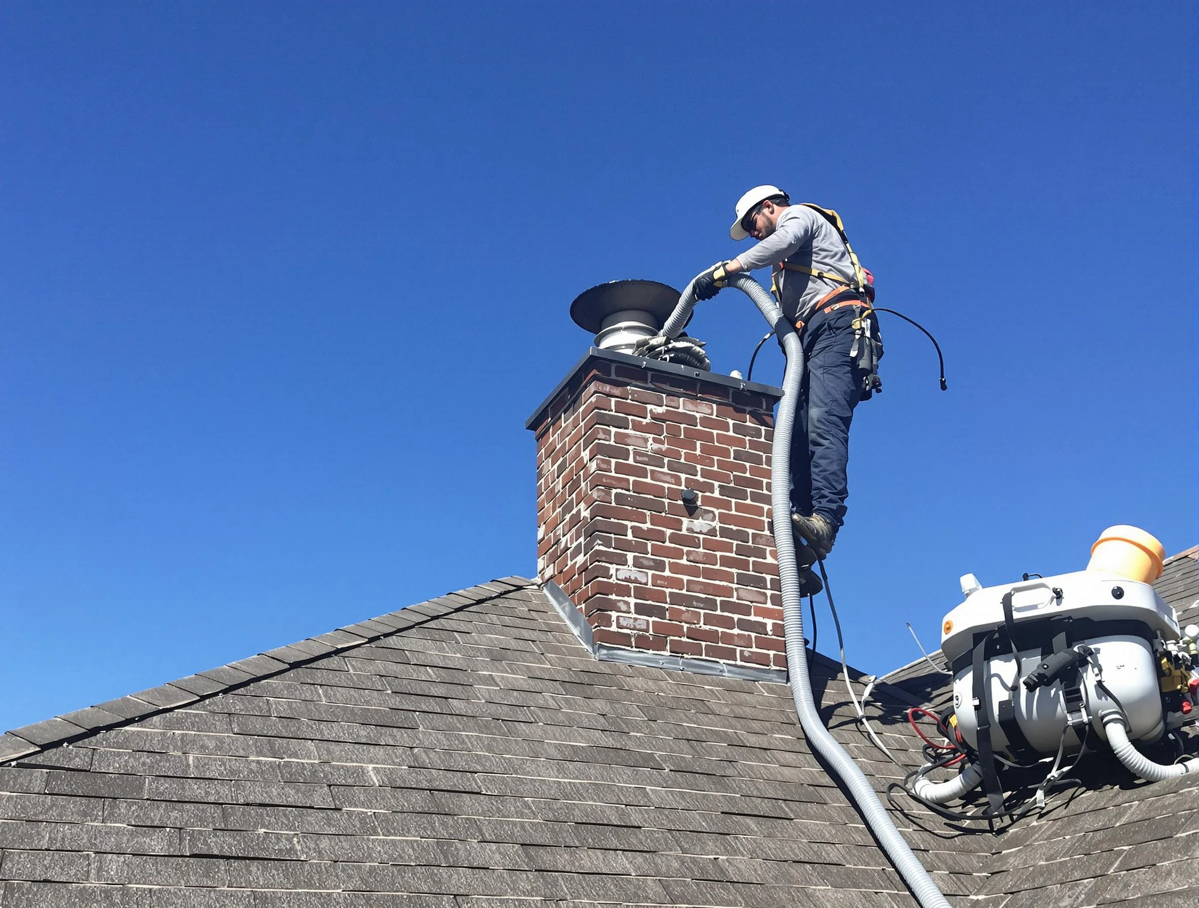 Dedicated Bloomfield Chimney Sweep team member cleaning a chimney in Bloomfield, NJ