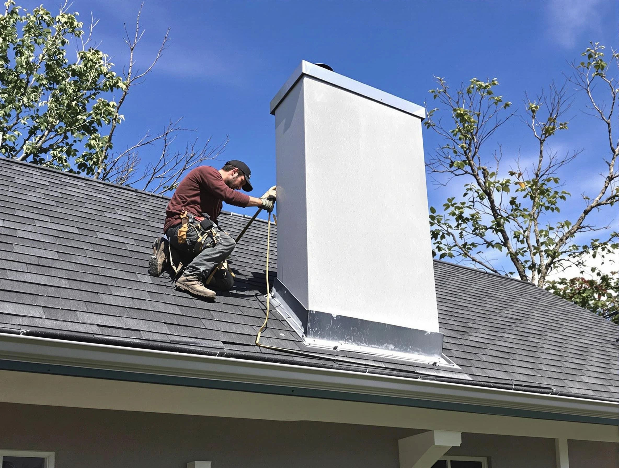 Bloomfield Chimney Sweep team member finishing chimney construction in Bloomfield, NJ